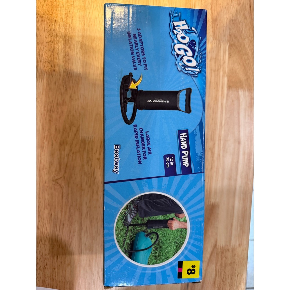 Bestway H2OGO Hand Pump 12 Inch Air Pump w Hose Adapters Inflatable Pool‎ Float